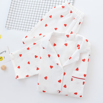 ハートプリントオープンフロントパジャマ