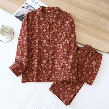 秋のプリントオープンフロントパジャマ