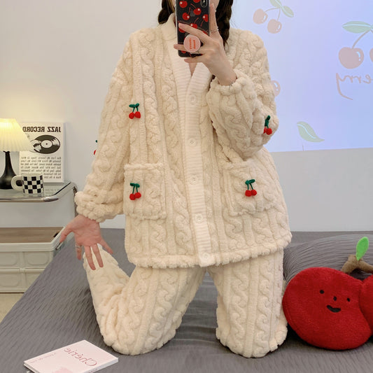 [100456] チェリー柄のレディースパジャマセット