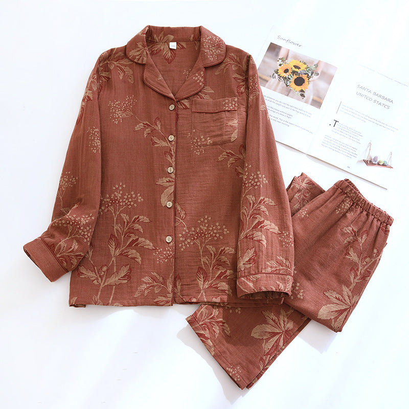 秋のプリントオープンフロントパジャマ