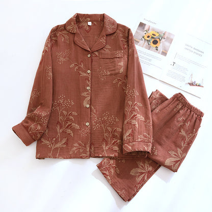 秋のプリントオープンフロントパジャマ