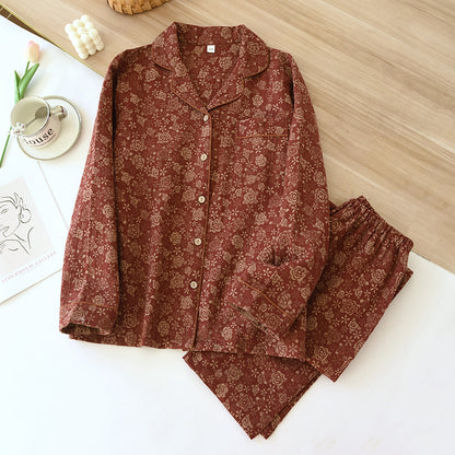 秋のプリントオープンフロントパジャマ