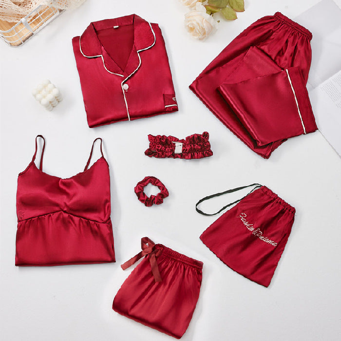 [100466]7ピース合成シルクパジャマセット