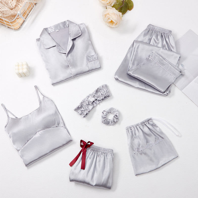 [100466]7ピース合成シルクパジャマセット