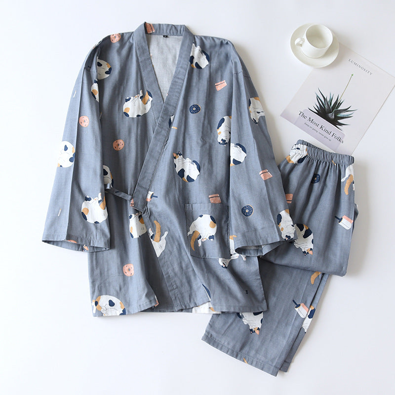 [100467] 猫のプリントパジャマセット