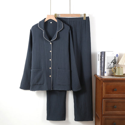 [100471] プリントのない無地のコットンガーゼパジャマセット