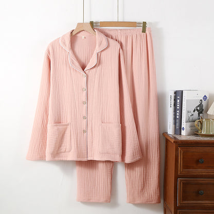 [100471] プリントのない無地のコットンガーゼパジャマセット