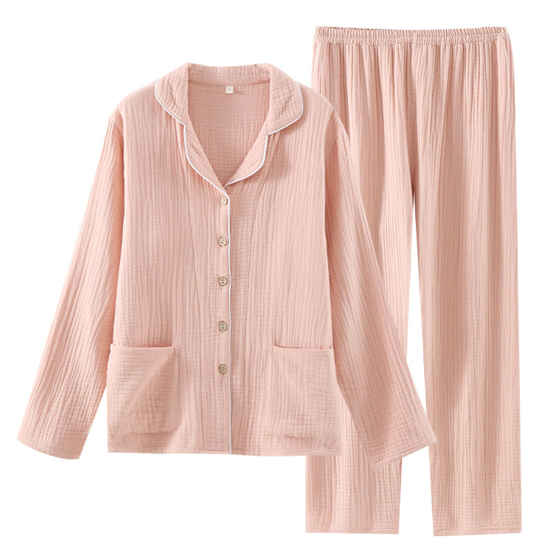 [100471] プリントのない無地のコットンガーゼパジャマセット