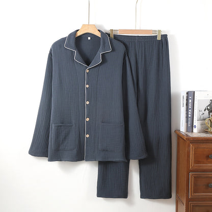 [100471] プリントのない無地のコットンガーゼパジャマセット